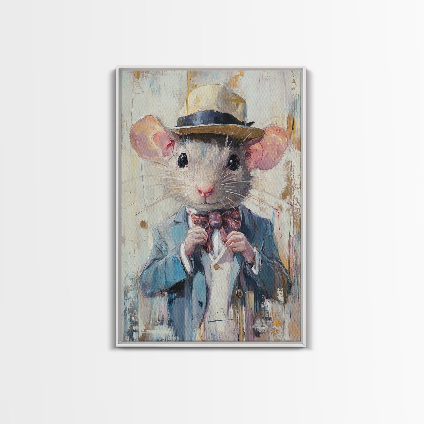 Dapper Rat Gentleman Canvas Print, Pet Rat Prints, Vintage Rat Art, Dressed Pets, Animals in Clothes, Pet in Costume Wall Art