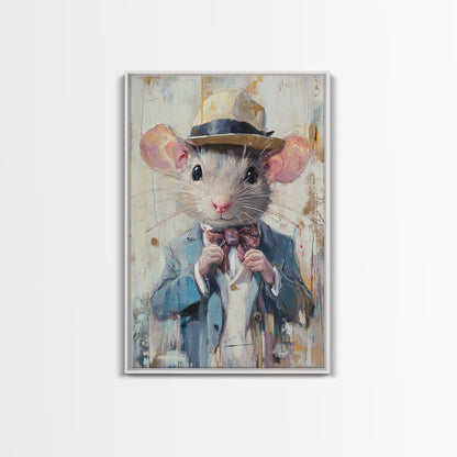 Dapper Rat Gentleman Canvas Print, Pet Rat Prints, Vintage Rat Art, Dressed Pets, Animals in Clothes, Pet in Costume Wall Art