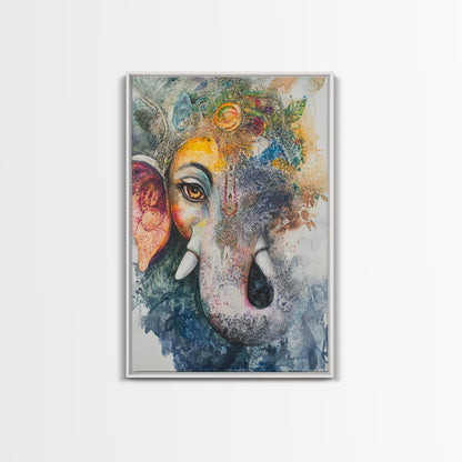 Ganesh Wall Art, Ganesha Painting Print, Framed Canvas Print, Painting of Ganesha, Ganesh Art