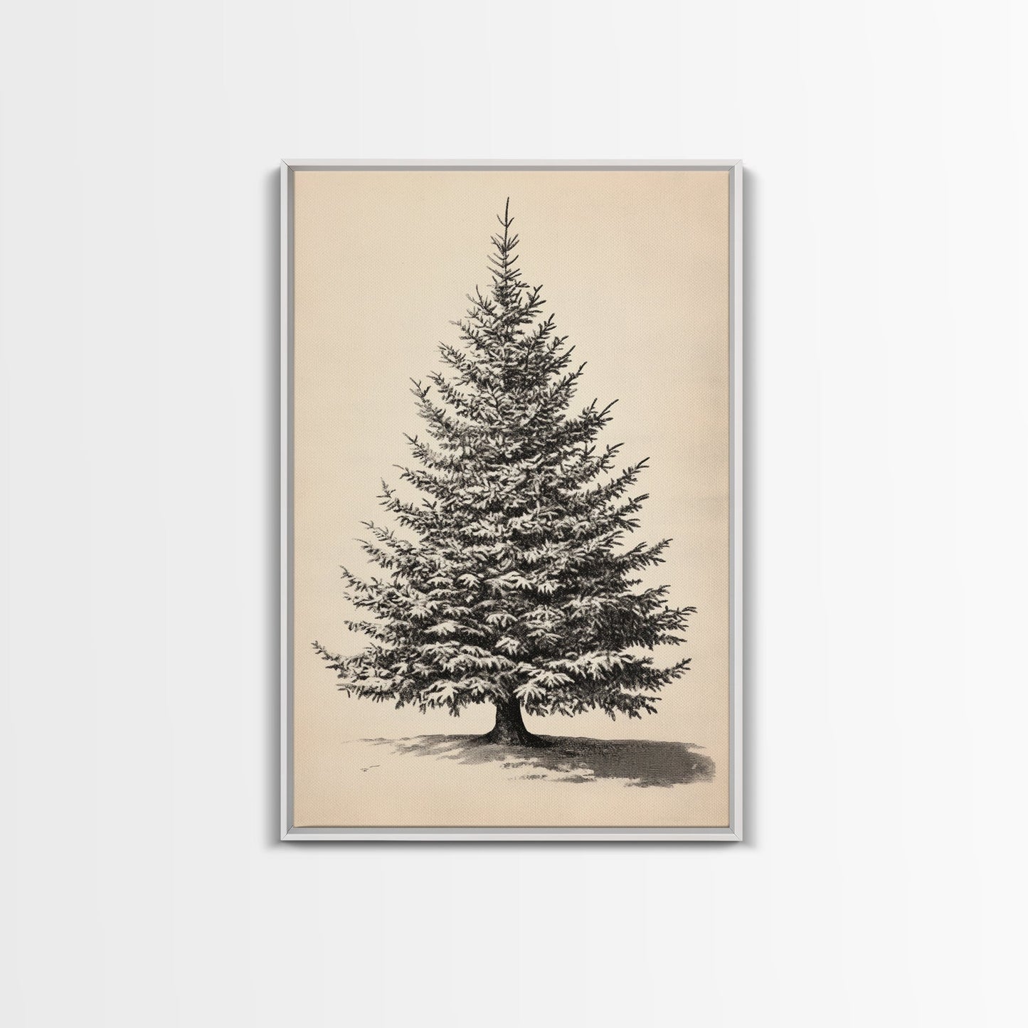 Sketch of a Christmas Tree Canvas Print - Framed Canvas - Minimalist Christmas Art - Boho Christmas Art - Rustic Christmas Art