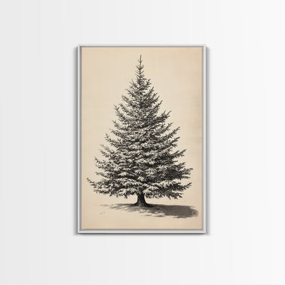 Sketch of a Christmas Tree Canvas Print - Framed Canvas - Minimalist Christmas Art - Boho Christmas Art - Rustic Christmas Art