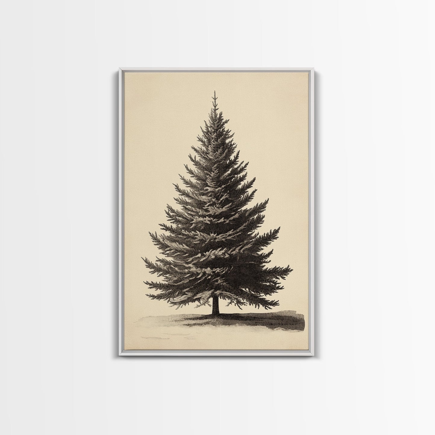 Vintage Christmas Tree Canvas Print - Framed Canvas - Minimalist Christmas Art - Boho Christmas Art - Rustic Christmas Art