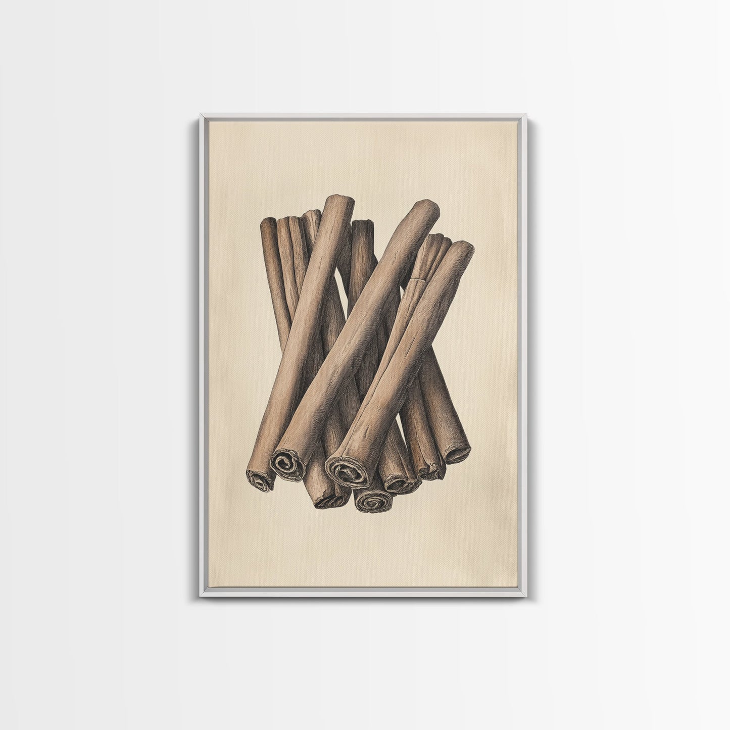 Christmas Cinnamon Sticks Canvas Print - Framed Canvas - Minimalist Christmas Art - Boho Christmas Art - Rustic Christmas Art