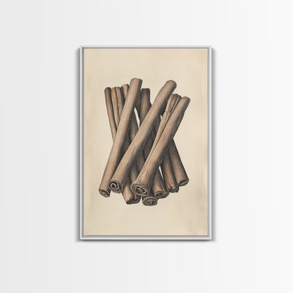Christmas Cinnamon Sticks Canvas Print - Framed Canvas - Minimalist Christmas Art - Boho Christmas Art - Rustic Christmas Art