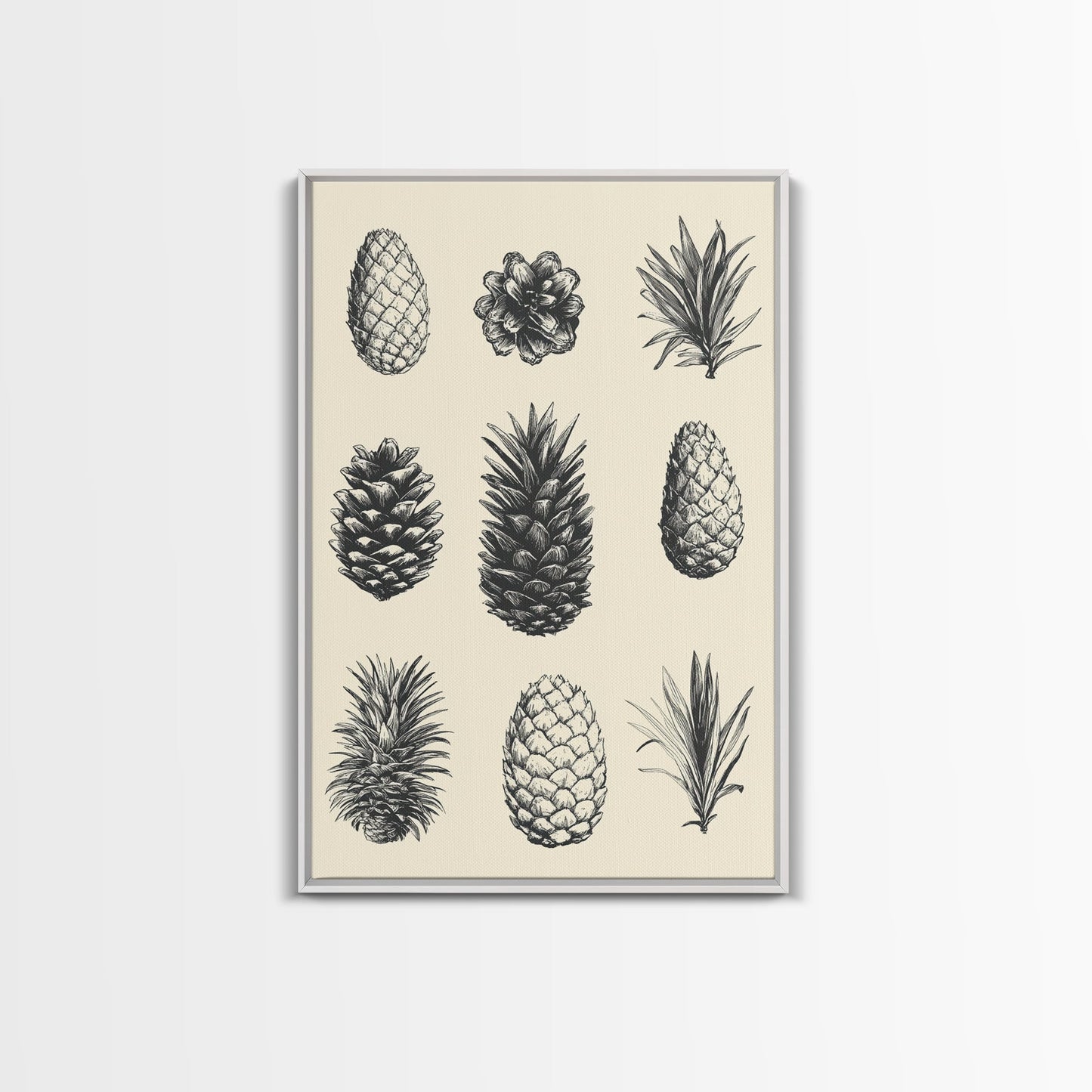 Christmas Pine Cones Canvas Print - Framed Canvas - Minimalist Christmas Art - Boho Christmas Art - Rustic Christmas Art - Pinecone Painting