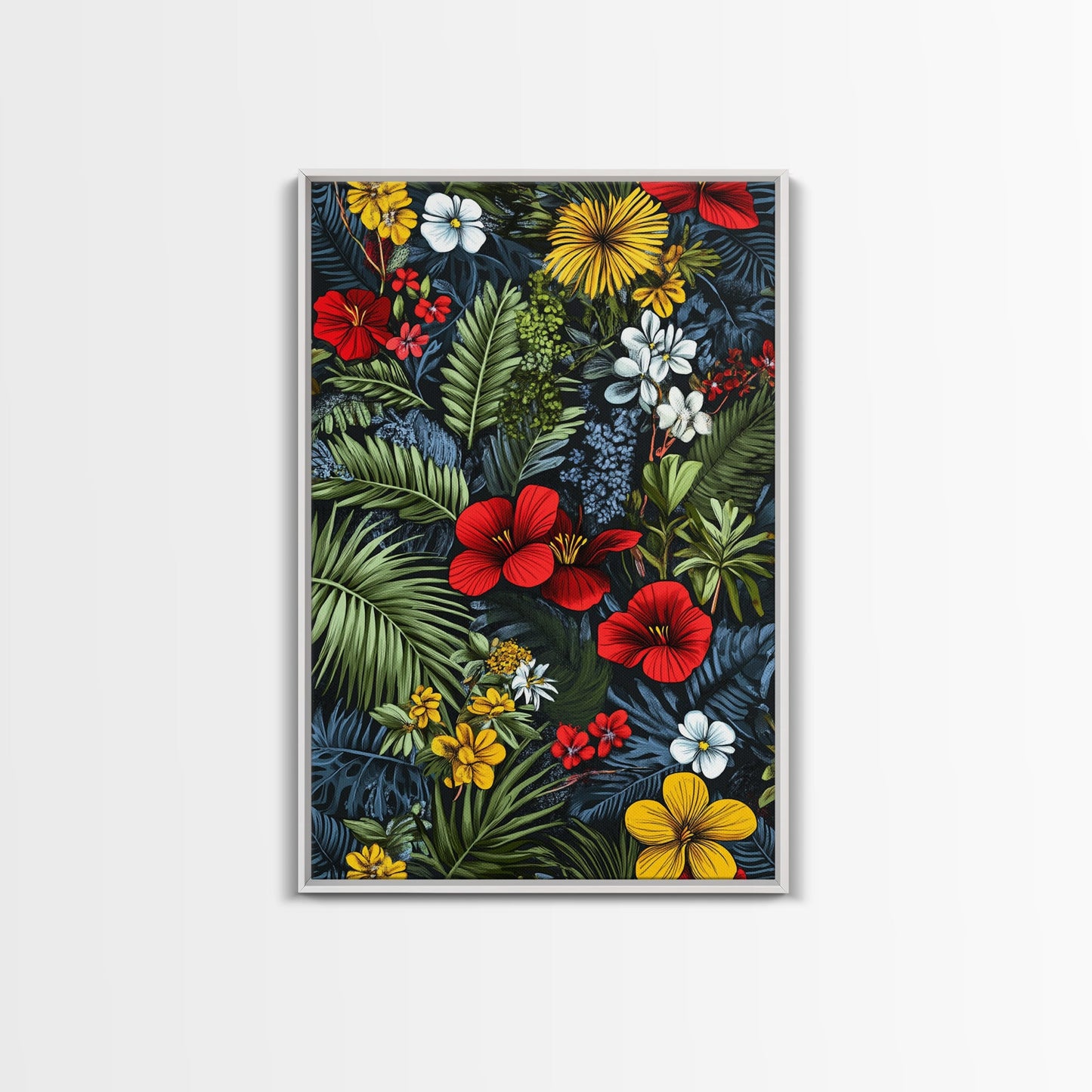 Jungle Painting Canvas Print, Mid-Century Modern Wall Art, Retro Home Decor, Wood Framed Canvas, Home Decor, Office Decor Gift Idea