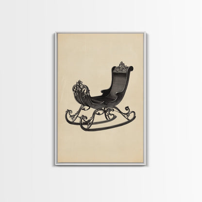 Christmas Sleigh Canvas Print - Framed Canvas - Minimalist Christmas Art - Boho Christmas Art - Rustic Christmas Art