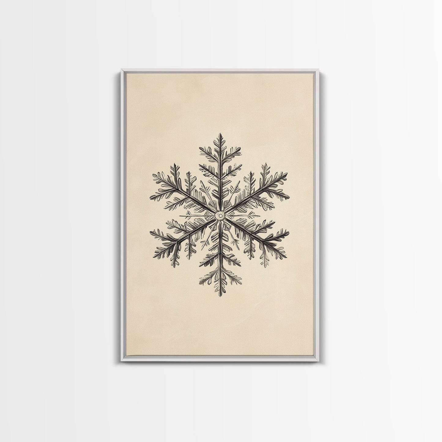 Drawing of a Snowflake Canvas Print - Framed Canvas - Minimalist Christmas Art - Boho Christmas Art - Rustic Christmas Art