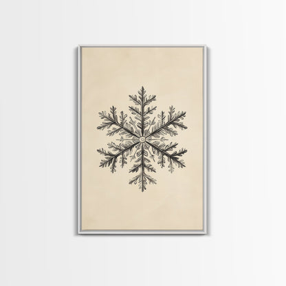 Drawing of a Snowflake Canvas Print - Framed Canvas - Minimalist Christmas Art - Boho Christmas Art - Rustic Christmas Art