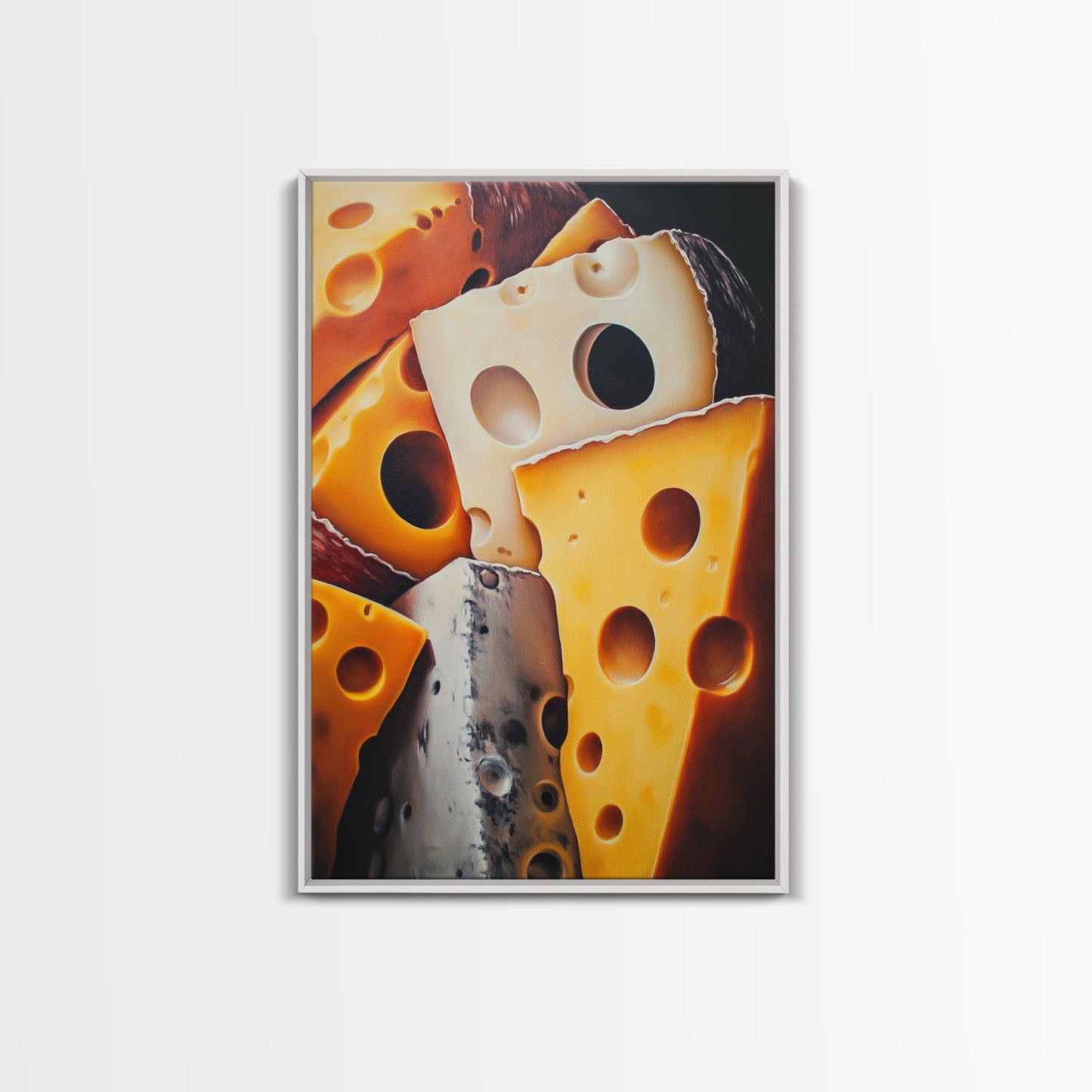 Kitchen Wall Art Painting of Cheese Canvas Print, Kitchen Decor, Modern Kitchen, Food Review Prop Decor