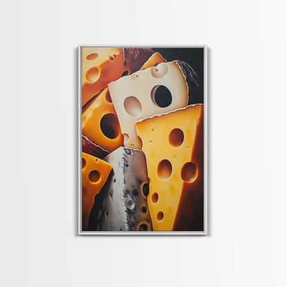 Kitchen Wall Art Painting of Cheese Canvas Print, Kitchen Decor, Modern Kitchen, Food Review Prop Decor