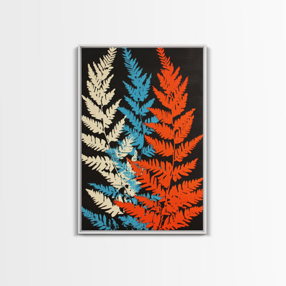 Fern Leaves Abstract Art Print, Retro MCM Style Home Decor, Mid Cenury Modern Abstract Wall Art, Fern Leaves Painting