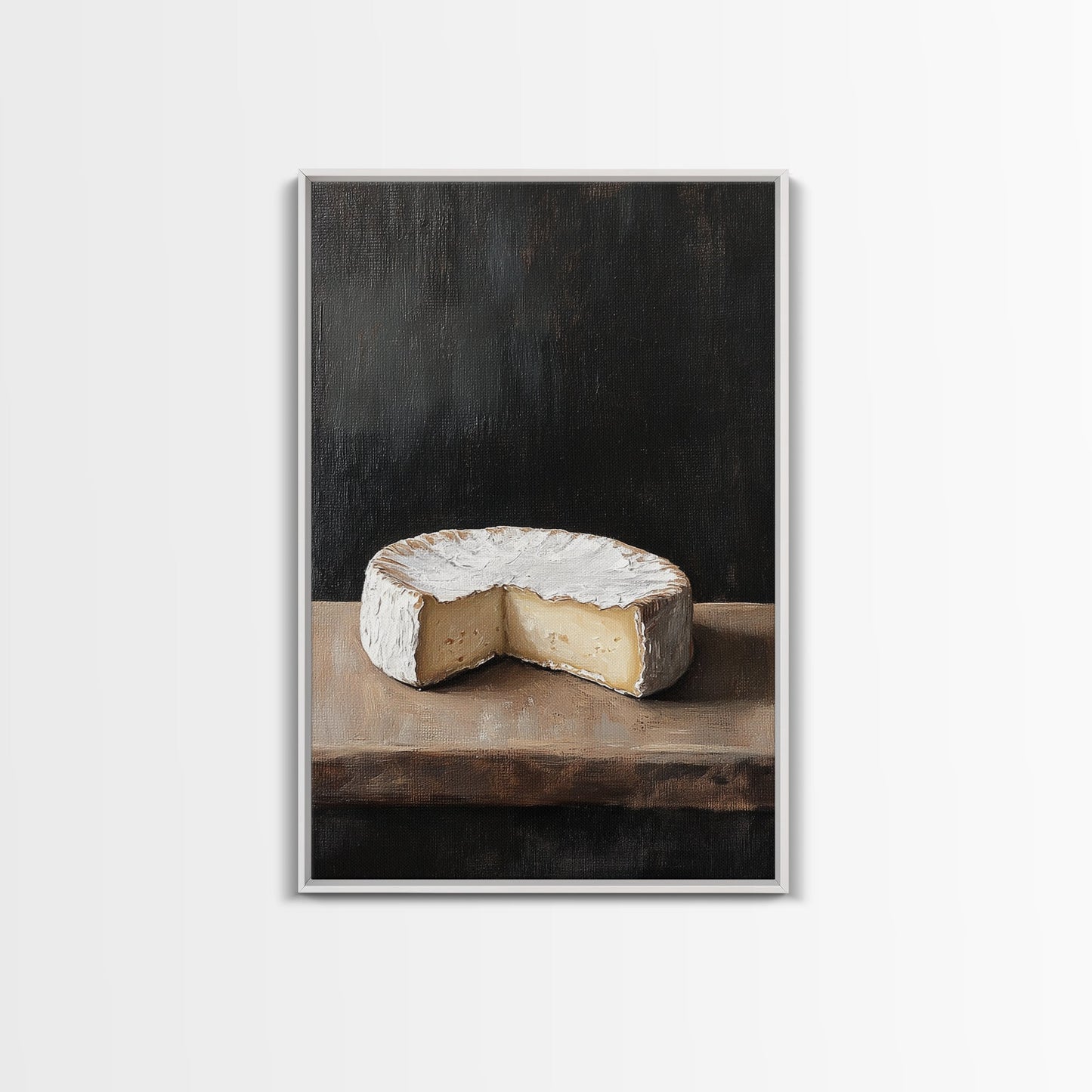Wheel Of Cheese Painting Print, Brie Cheese Art, Cheese Painting, Cheese Still Life Oil Painting, Cheese Painting, Rustic Kitchen Decor