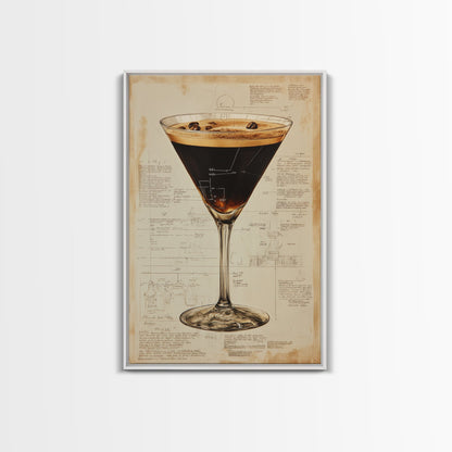 Espresso Martini Wall Art Canvas Print, Cocktail Painting, Cocktail Decor, Bar Decor, Bar Cart Art, Home Bar Wall Art, Kitchen Wall Art