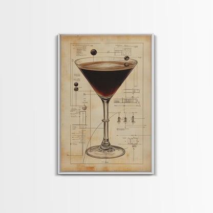 Espresso Martini Wall Art Canvas Print, Cocktail Painting, Cocktail Decor, Bar Decor, Home Bar Wall Art, Kitchen Wall Art