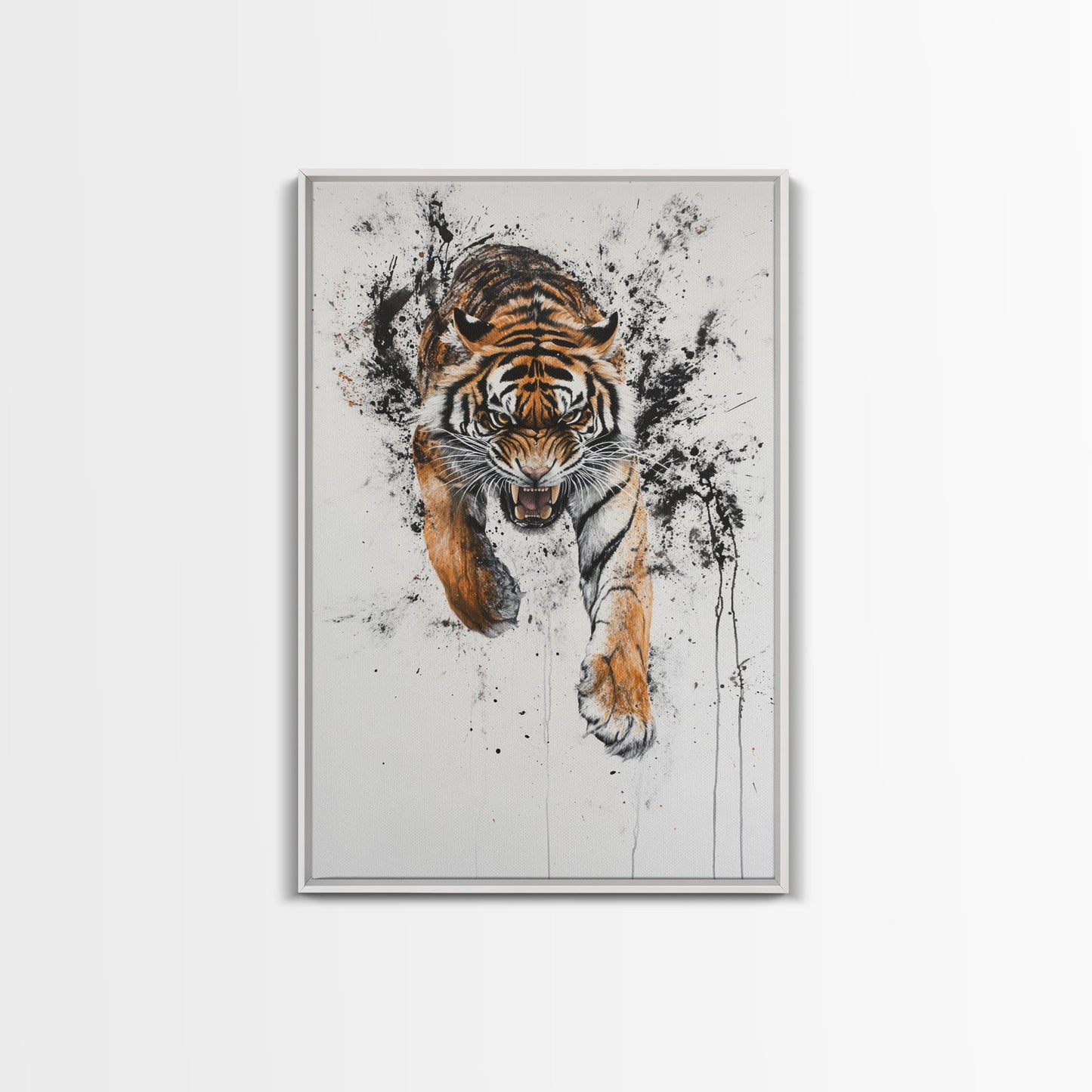 Animal Prints - Tiger Roar - Framed Canvas Print - Tiger Art - Tiger Decor -Gift For Him - Tiger Painting