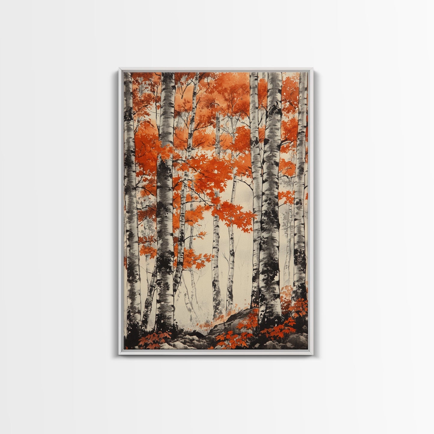 Birch Forest Art Print Autumn Aspen Trees Wall Art Birches Canvas Print Watercolor Landscape Colorado Art Neutral Fall Forest Painting