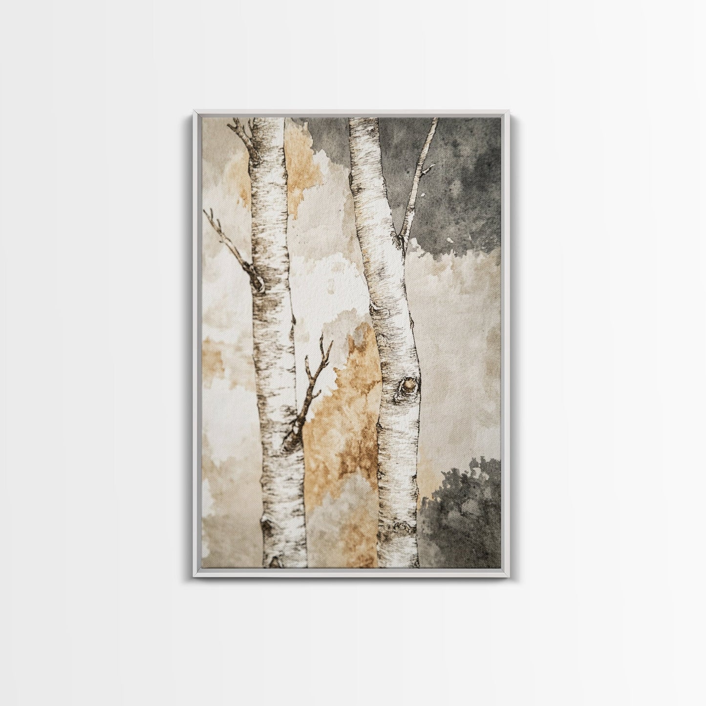 Ready To Hang Birch Tree Forest Painting Print Aspen Trees Painting Wall Art Wabi Sabi Modern Home Decor Minimalist Wabi Sabi Painting