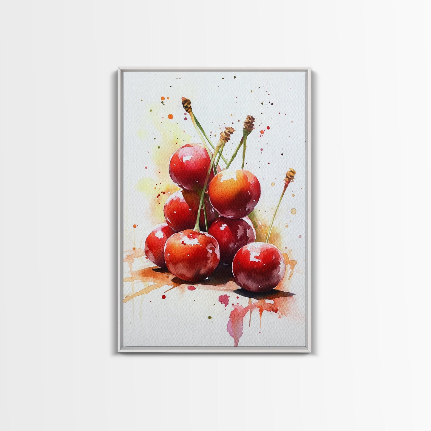 Cherry Wall Art Canvas Print, Cherry Painting, Kitchen Food Decor, Kitchen Wall Art, Original Cherry Painting, Home Decor For Kitchen