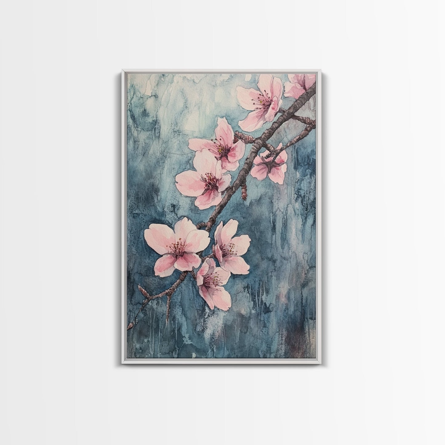 Home Decor Cherry Blossoms Wall Art, Cherry Blossom Art, Large Gallery Wrapped Canvas, Ready To Hang Aesthetic Decor, Cherry Blossom Art