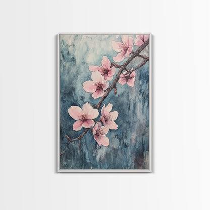 Home Decor Cherry Blossoms Wall Art, Cherry Blossom Art, Large Gallery Wrapped Canvas, Ready To Hang Aesthetic Decor, Cherry Blossom Art