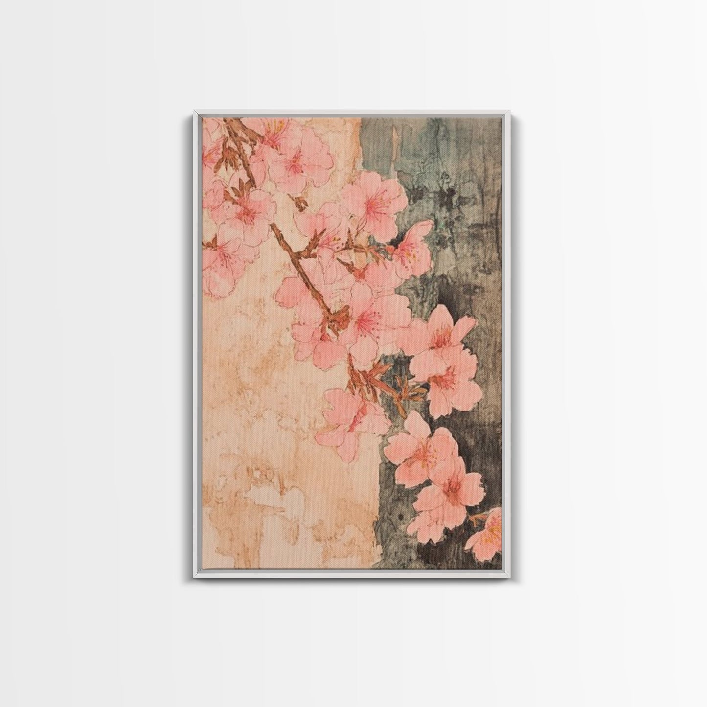 Skaura Tree Canvas Wall Art, Sakura Cherry Blossoms Canvas Print Ready To Hang, Japanese Style Art, Cherry Blossom Painting