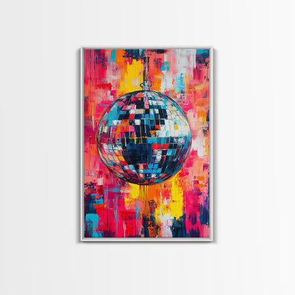 Graffiti Abstract Disco Ball Painting Print, Disco Ball Canvas Print, Rainbow Disco Ball, Pop Art Disco Ball Wall Art For Living Room