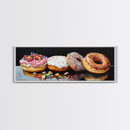 Renaissance Style Painting Of Some Donuts, Framed Canvas Print, Bakery Decor, Bakery Wall Art, Donut Shop Wall Art, Funny Renaissance Art