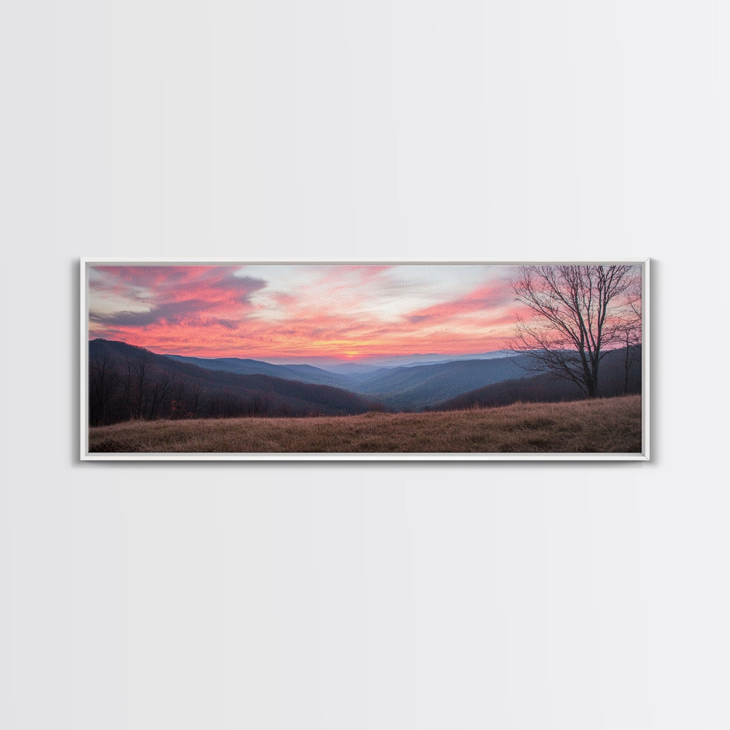 Great Smoky Mountains Panoramic Wall Art Canvas Print, Smoky Mountains Photography Style Wall Art, Landscape Painting