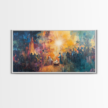 Nativity Painting Canvas Print | Christmas Wall Art | Christian Art | Christian Painting | Nativity Drawing | Nativity Oil Painting | Living Room Art