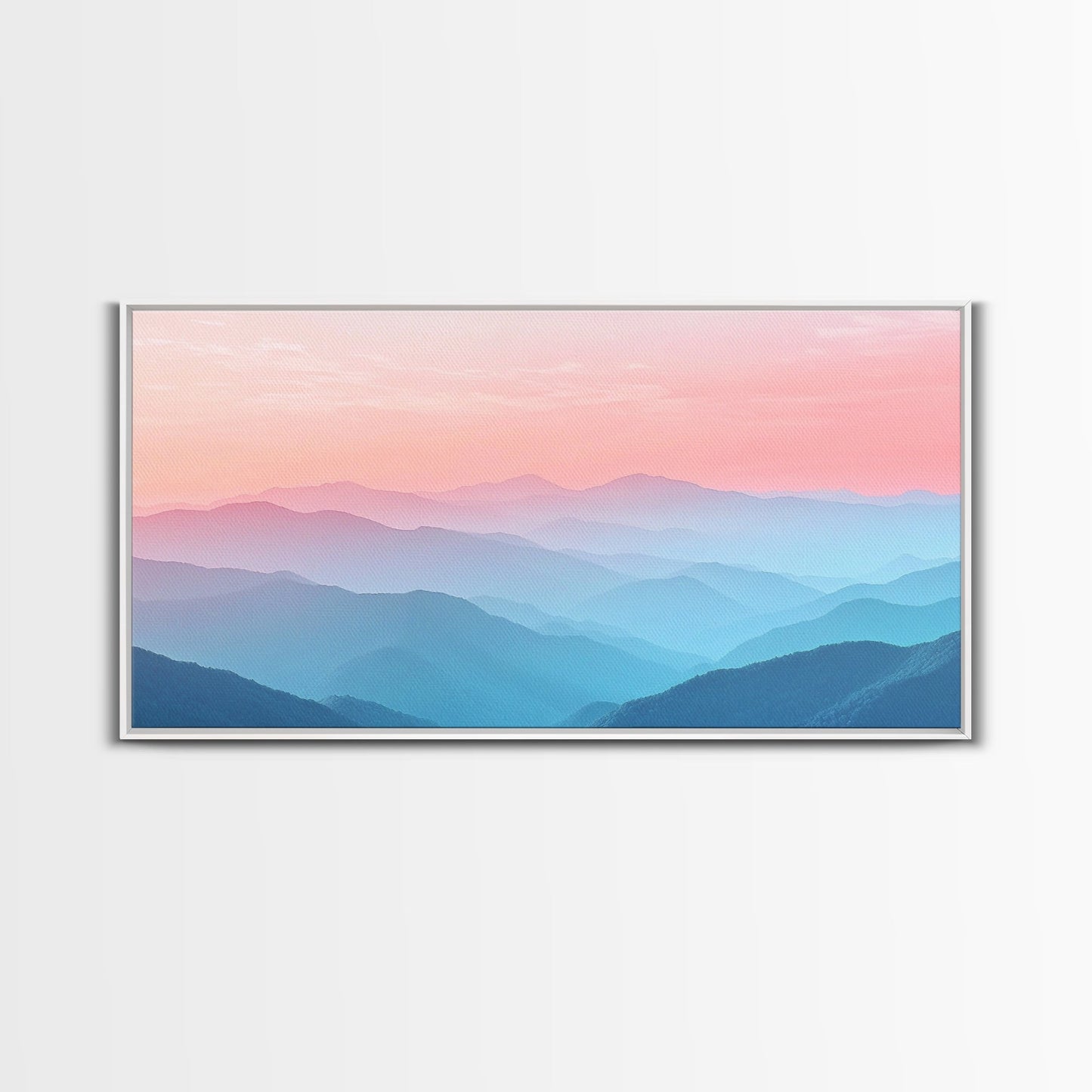Vaporwave Landscape Painting Print of The Blue Ridge Mountains, Framed Canvas Print, Foggy Mountain Landscape Painting, Ready To Hang Art