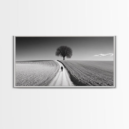 Black and White Photography Style Print - Framed Canvas Print - Subdued Home Decor - Ready to Hang Wall Art - Centerpiece Wall Art