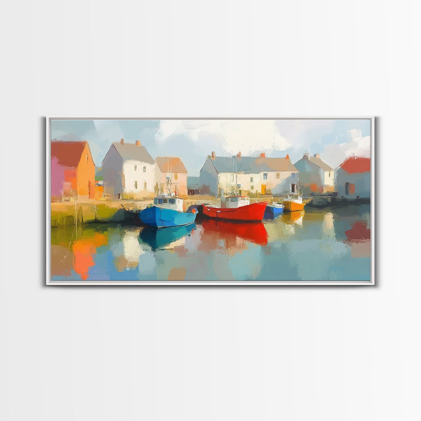 Retro Nantucket Wall Art Framed Canvas Print | Nantucket Oil Painting | Nantucket Decor | Nautical Wall Art | Seascape Painting