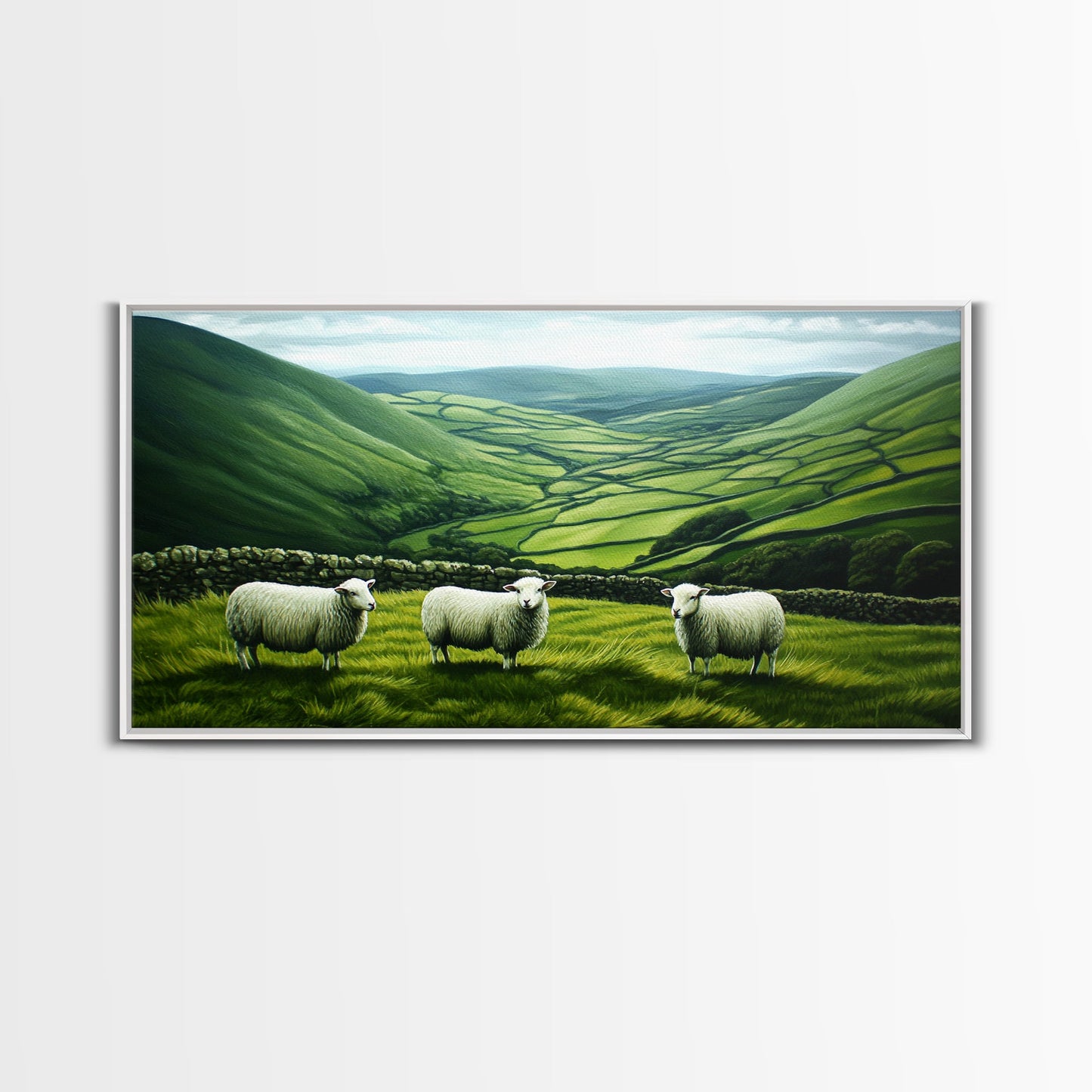 Scottish Highlands Canvas Print | Scottish Farmhouse Wall Art | Painting of Sheep in Scotland | Scotland Landscape Oil Painting