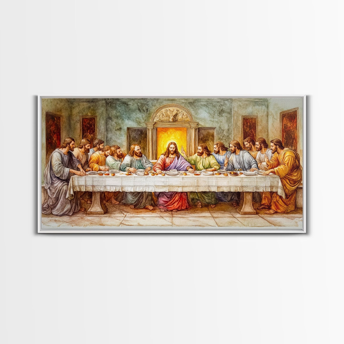 The Last Supper Reimagined - Framed Canvas Print - Christian Wall Art - Christian Decor - Jesus Painting - Jesus Art