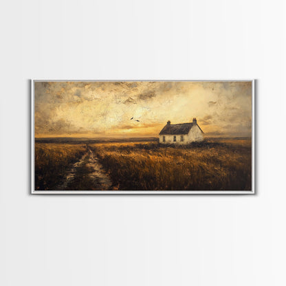 Retro Vintage Farmhouse Painting Print, Cute Rustic Boho Wall Art, Modern Farmhouse Oil Painting Wall Art for Living Room