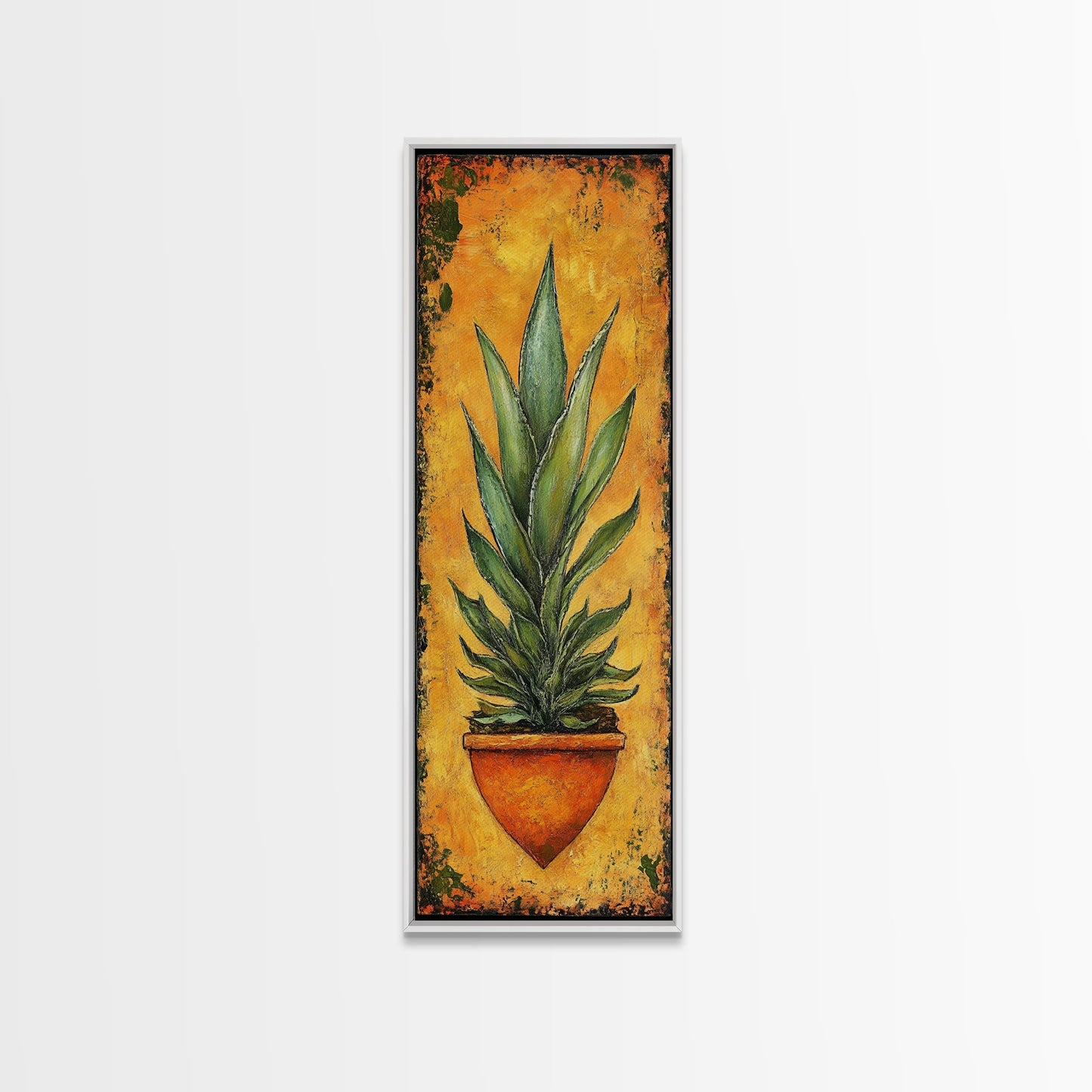 Vibrant Agave in Terra Cotta Framed Canvas Print Rustic Decor Agave Painting Botanical Prints Kitchen Wall Art