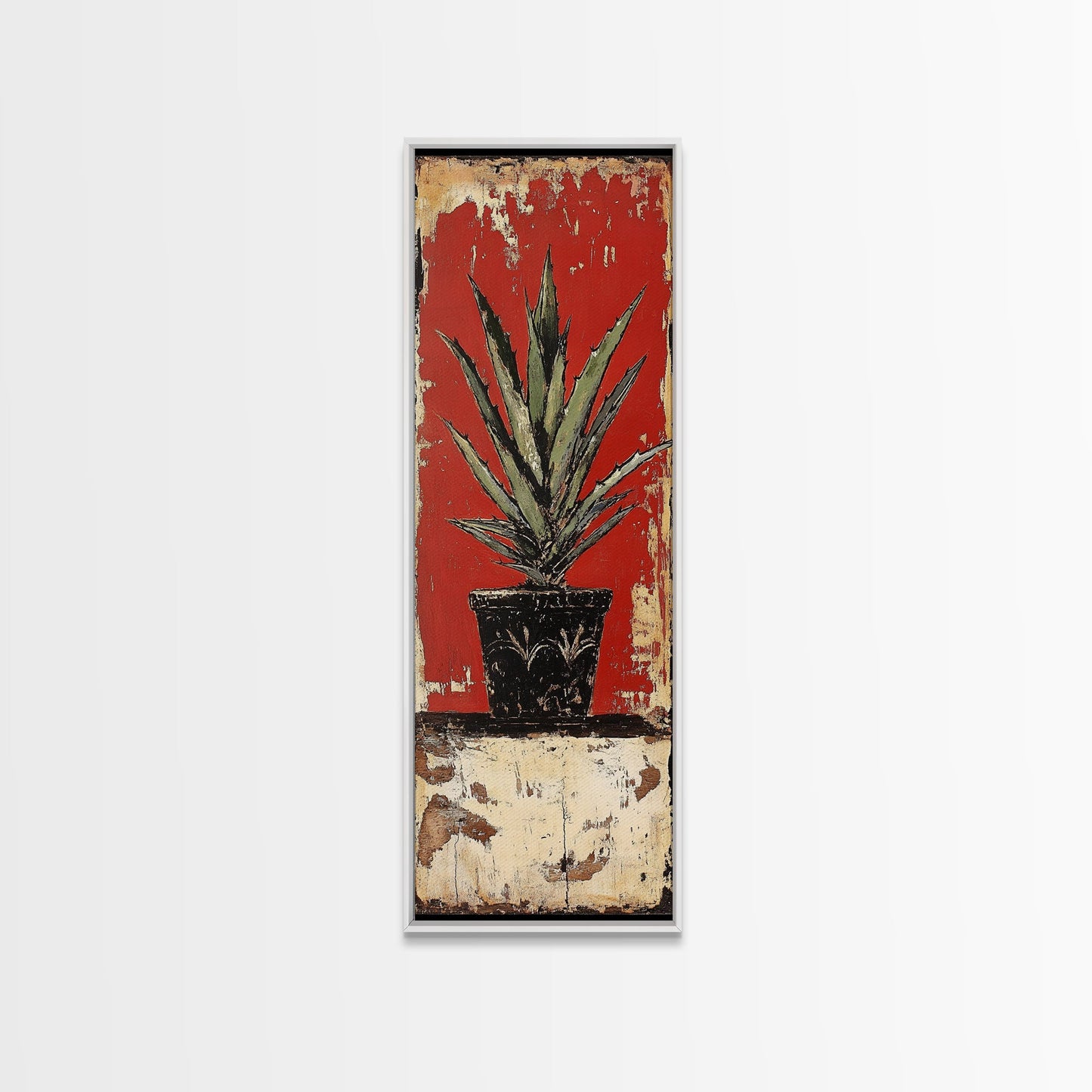 Agave Plant in Red Pot Canvas Print Southwest Wall Art Rustic Decor Botanical Prints Bold Colors Living Room Art
