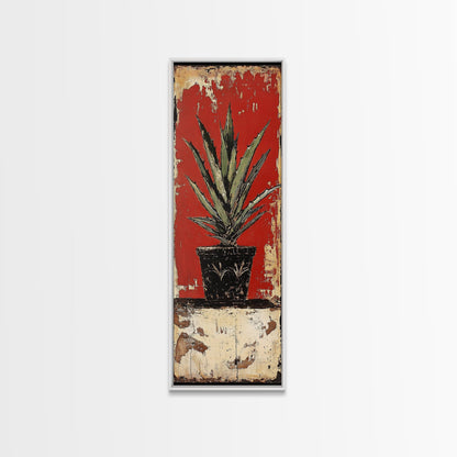 Agave Plant in Red Pot Canvas Print Southwest Wall Art Rustic Decor Botanical Prints Bold Colors Living Room Art
