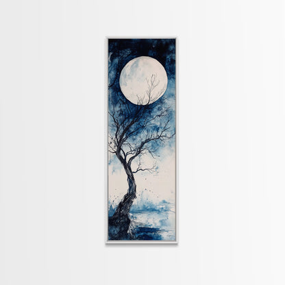Canvas Print Full Moon with Tree Art, Dark Romance Rustic Wall Decor, Unique Above Couch Art, Moody Bedroom Decor Gift Idea
