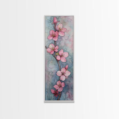 Delicate Cherry Blossom Branch Painting - Canvas Print for Floral Wall Art, Botanical Decor, Pink Bloom Art, Spring Wall Decor, Nature Print