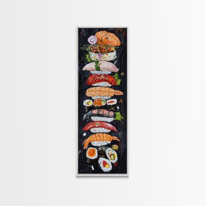 Funky Kitchen Wall Art Sushi Painting Print Framed Canvas | Sushi Decor | Kitchen Painting Decor | Kitsch Decor | Eclectic Wall Art