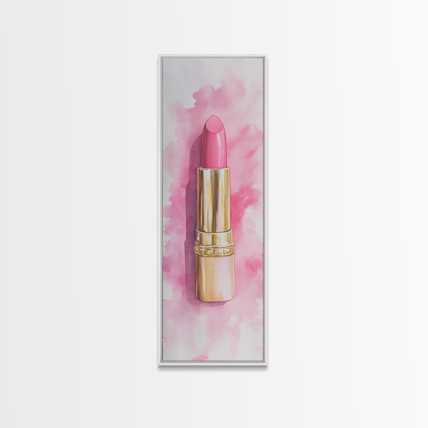 Pink Lipstick Canvas Print Feminine Pink Abstract Art Light Pink Wall Art Whimsical Art Rustic Decor Vertical Gift Idea Above Sofa