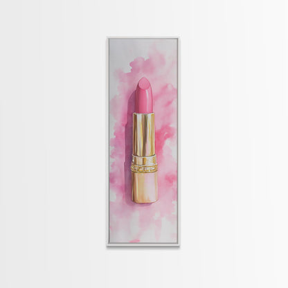 Pink Lipstick Canvas Print Feminine Pink Abstract Art Light Pink Wall Art Whimsical Art Rustic Decor Vertical Gift Idea Above Sofa