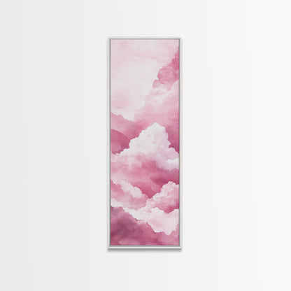Dreamy Pink Clouds Canvas Print Light Pink Wall Art Vertical Living Room Art Minimalist Decor Bedroom Above Bed Wabi Sabi Art