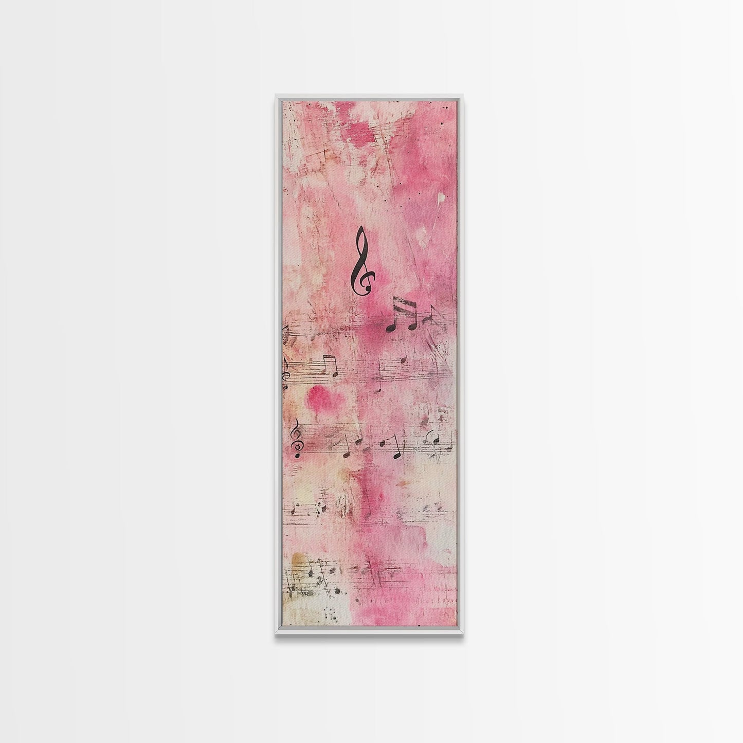 Musical Notes Abstract Canvas Print Pink Abstract Art Whimsical Art Rustic Decor Gift Idea Music Lovers Light Pink Wall Art