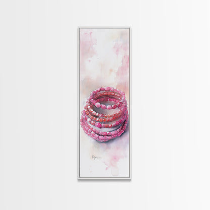 Gemstone Stack Canvas Print Whimsical Watercolor Art Pink Crystal Wall Art Bedroom Decor Gem Lover Unique Living Room Art