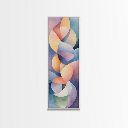 Bright Abstract Swirls Framed Canvas Print Colorful Geometric Wall Art Minimalist Boho Art Vertical Home Accent Gift Idea