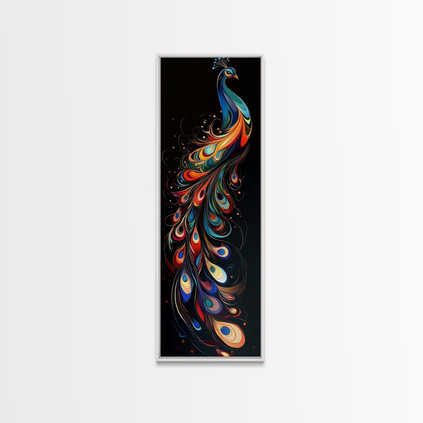 Whimsical Peacock Wall Art Canvas Print with Bold Modern Design and Boho Decor, Perfect Accent for Bedroom or Living Room Art