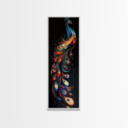 Whimsical Peacock Wall Art Canvas Print with Bold Modern Design and Boho Decor, Perfect Accent for Bedroom or Living Room Art